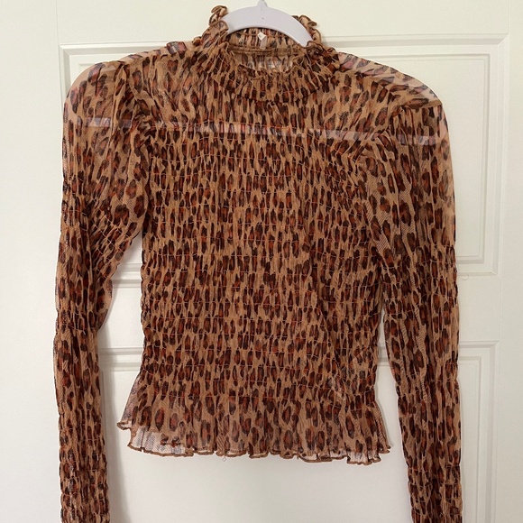 Free People Smocked Hello There Mesh Top, XS - Picture 3 of 4